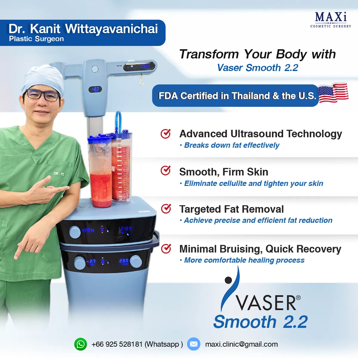 VASER liposuction Smooth 2.0 treatment for reducing cellulite and tightening loose skin